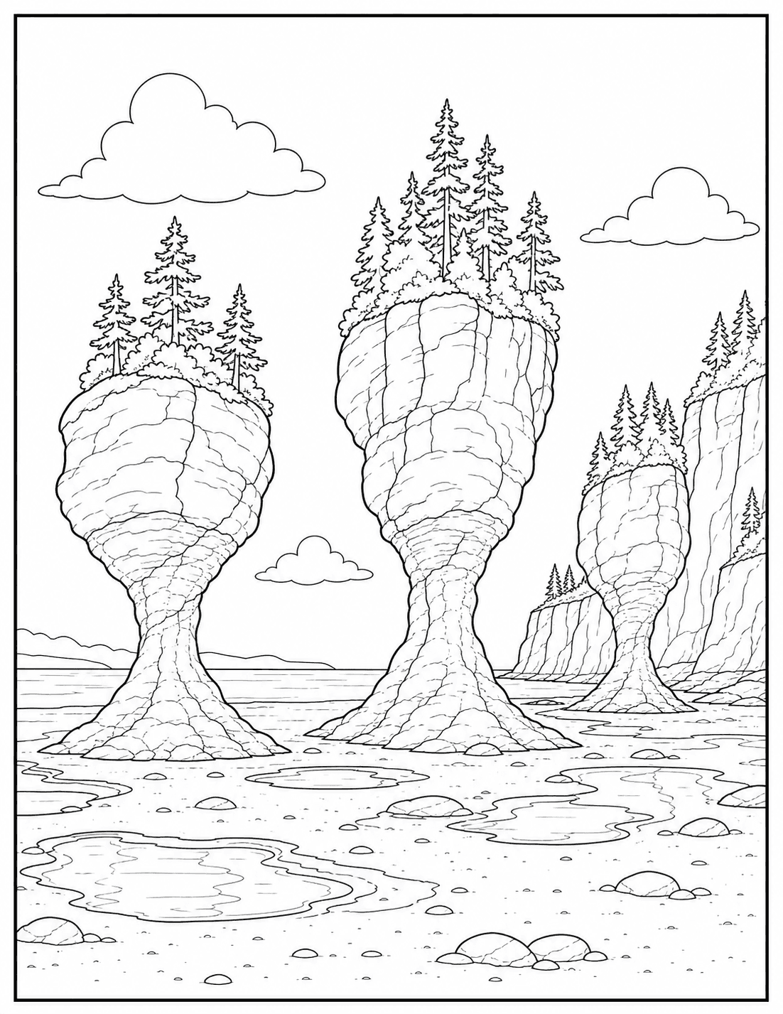 Hopewell Rocks coloring page drawing