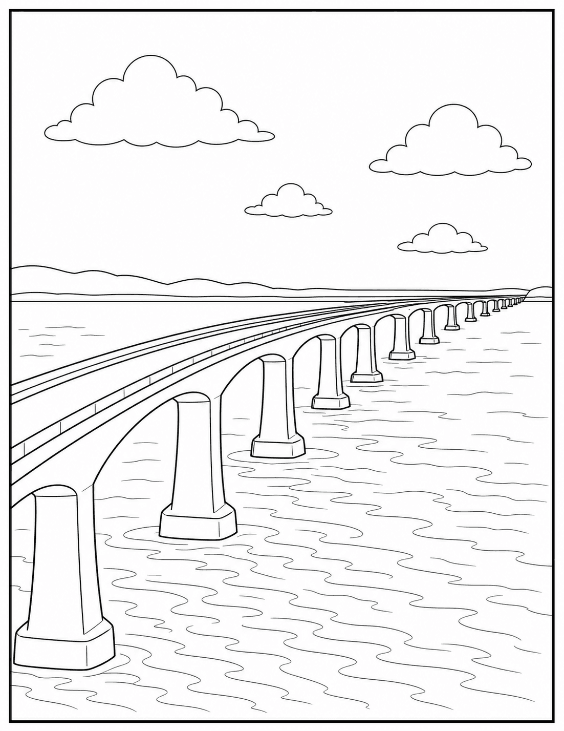 Confederation Bridge coloring page drawing