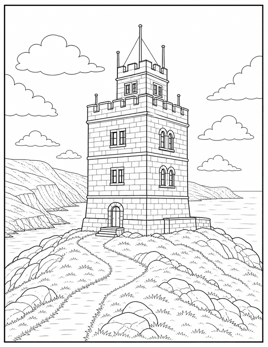Cabot Tower on Signal Hill coloring page drawing