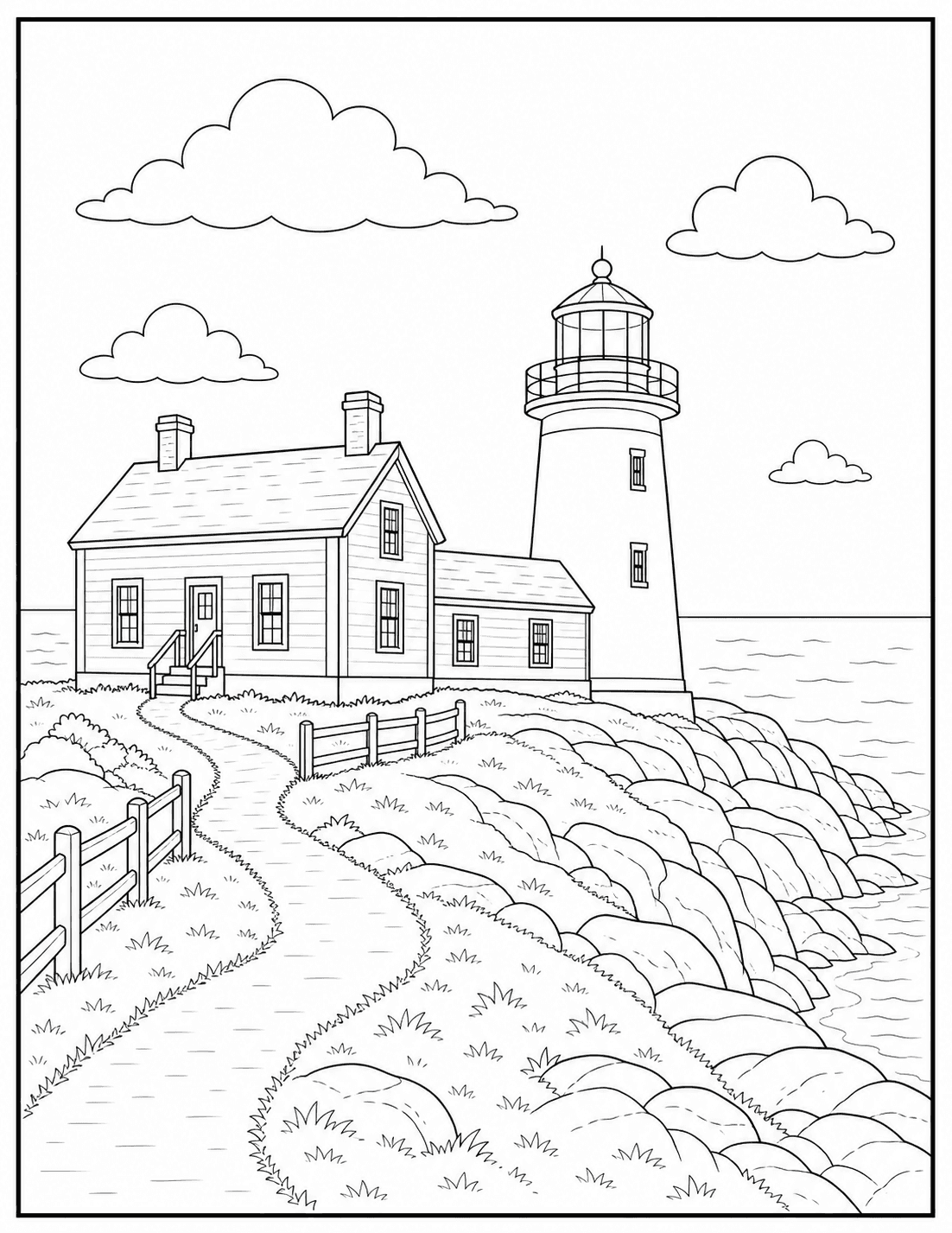 Cape Spear Lighthouse coloring page drawing