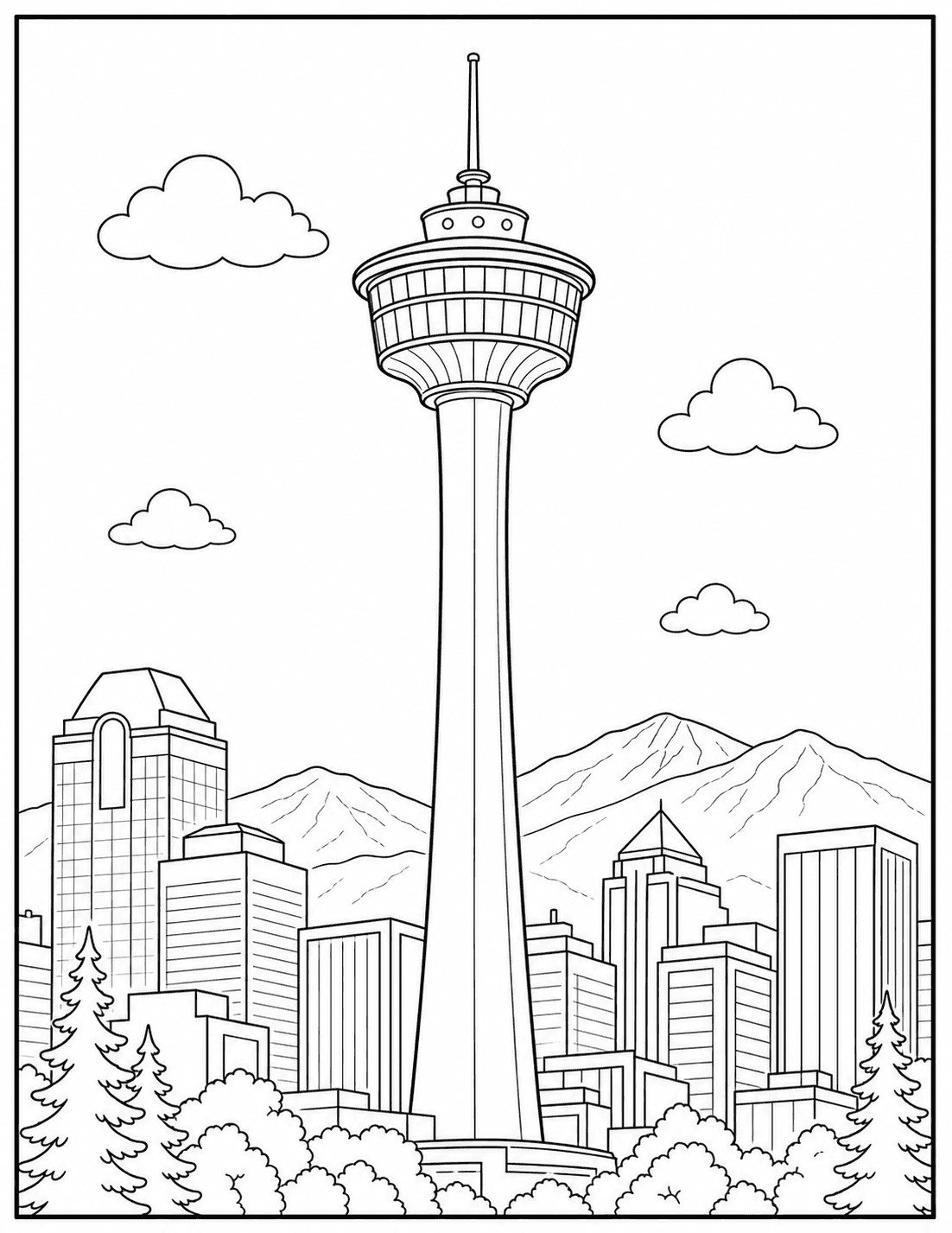 Calgary Tower coloring page drawing