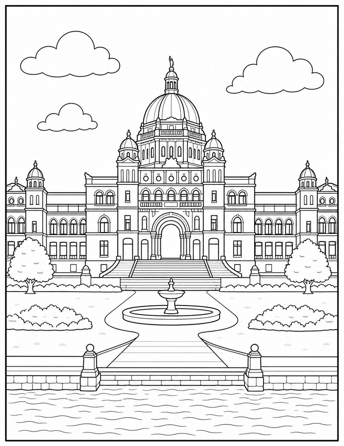 British Columbia Parliament Buildings coloring page drawing
