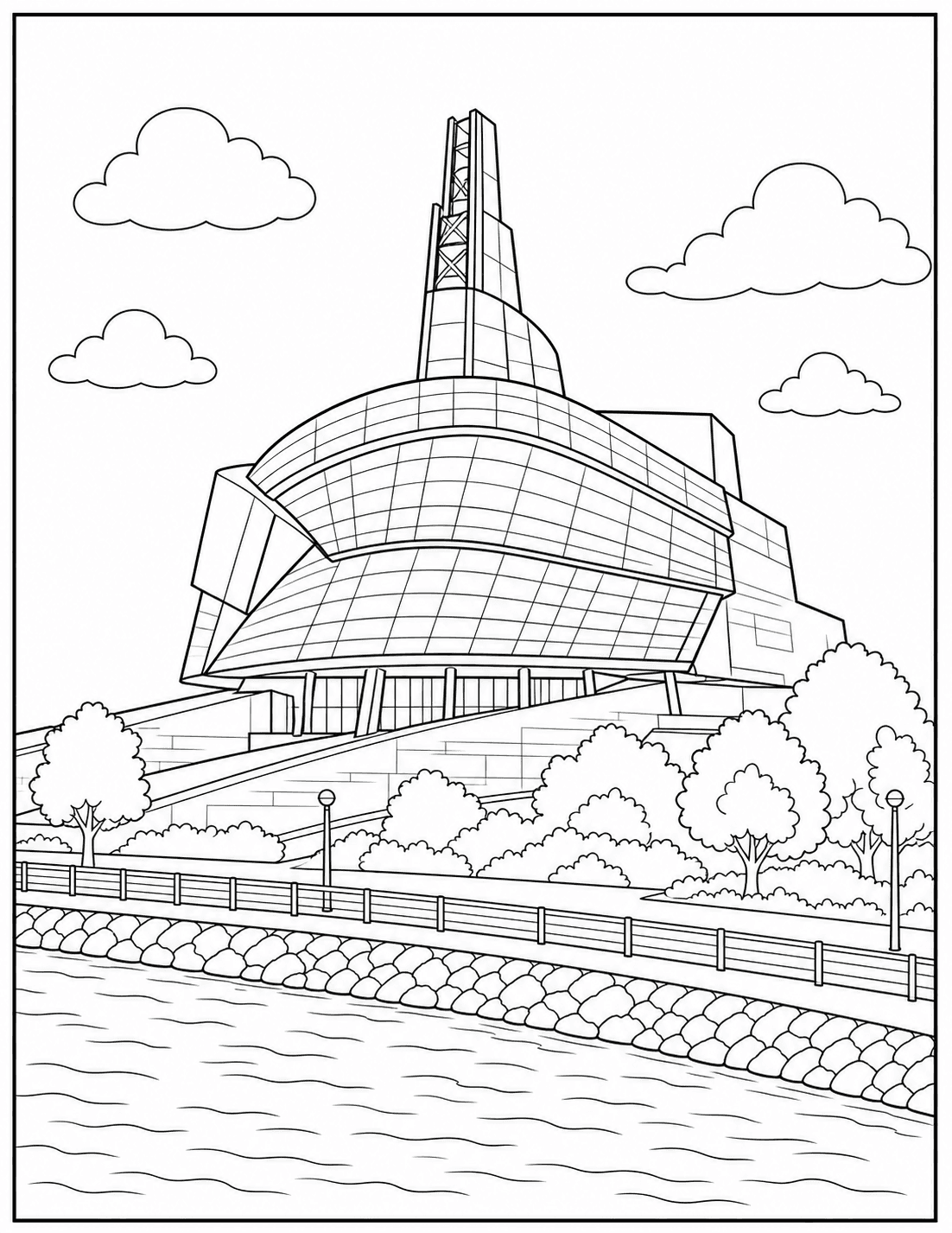 Canadian Museum for Human Rights coloring page drawing
