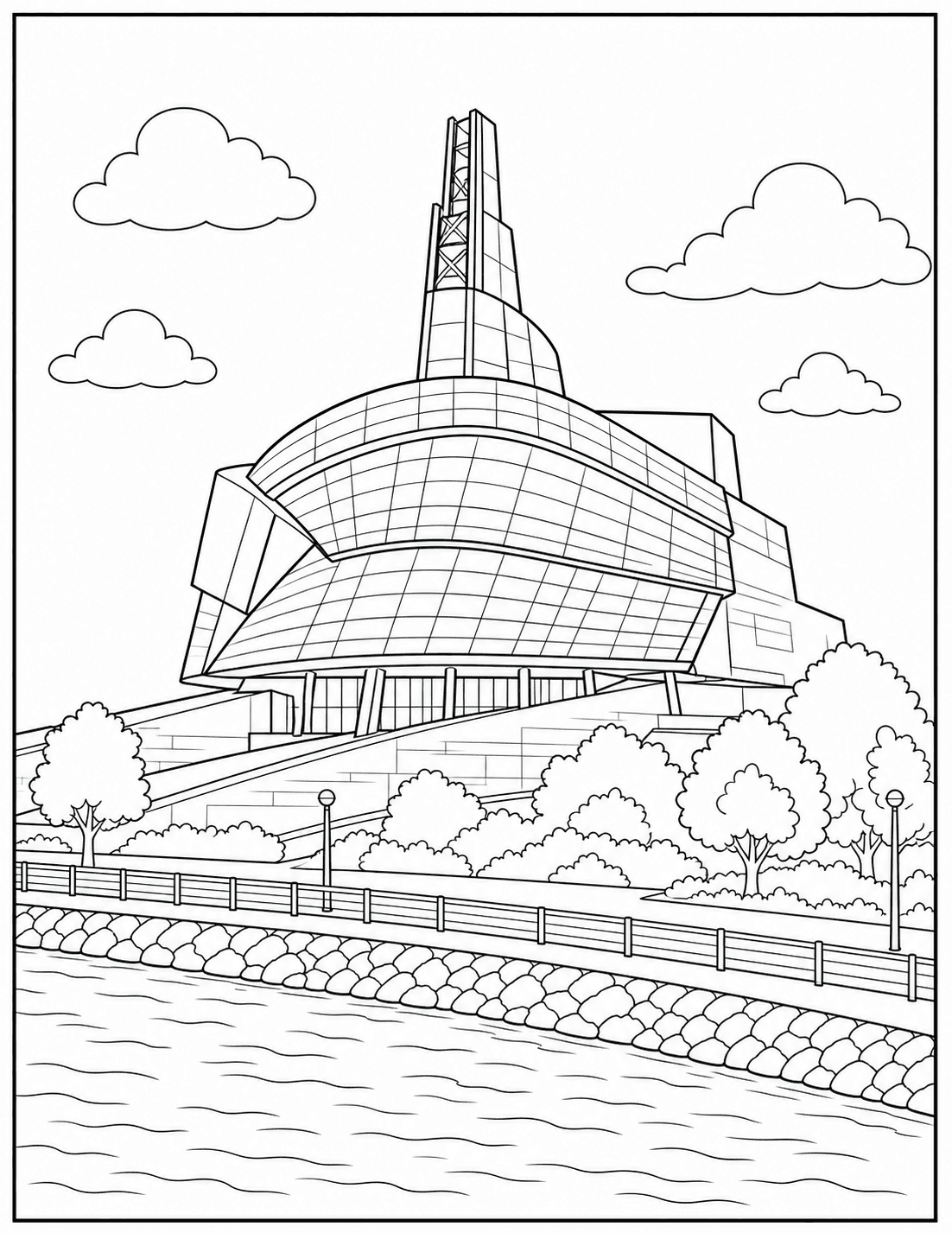 Canadian Museum for Human Rights coloring page drawing